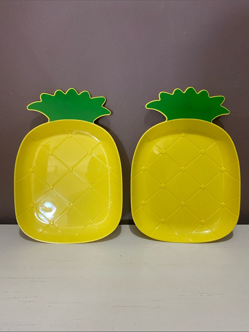 Pineapple Shaped Serving Plates - Bright Yellow & Green (Set of 2)